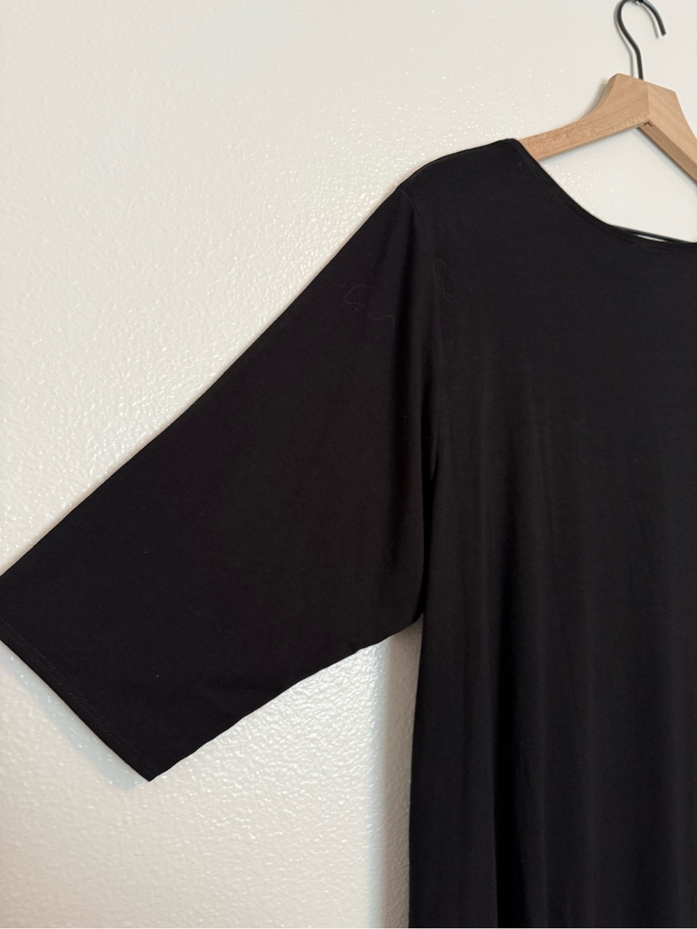 Eileen Fisher - Viscose Jersey Knit Crew Neck Elbow Sleeve Black Tunic Top - 3X - Picture 5 of 13